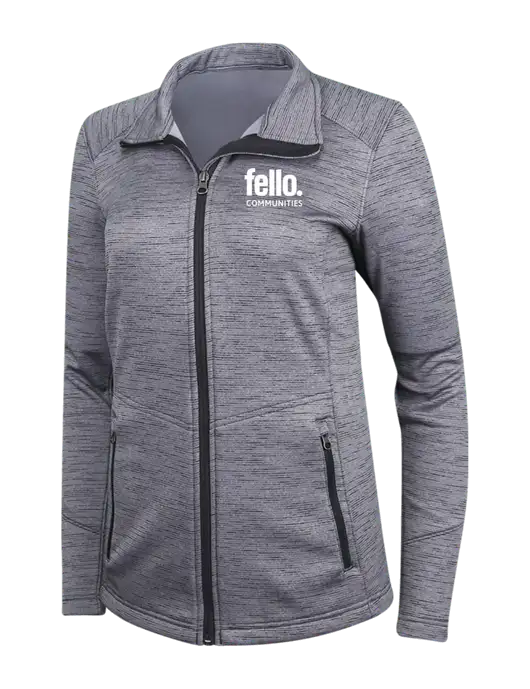 Medium Grey Womens Digi Stripe Fleece Jacket w/Fello Communities Logo
