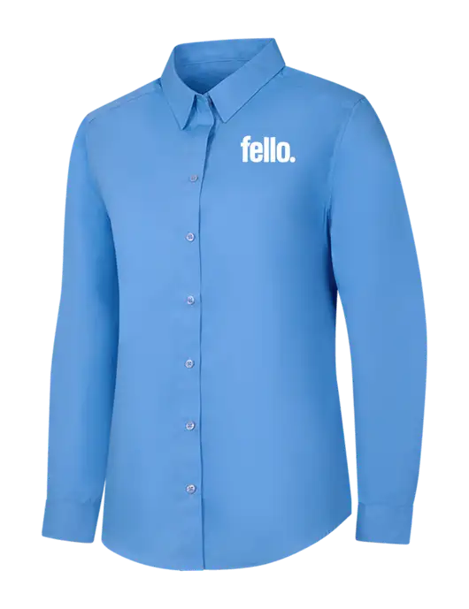 Womens Carolina Blue Long Sleeve Carefree Poplin Shirt w/Fello. Logo