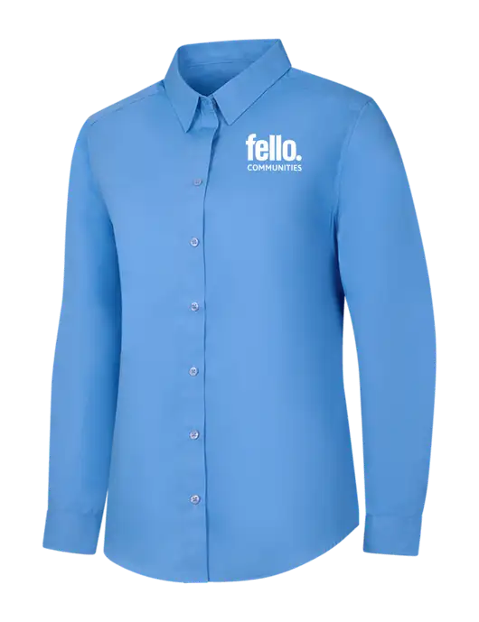 Womens Carolina Blue Long Sleeve Carefree Poplin Shirt w/Fello Communities Logo
