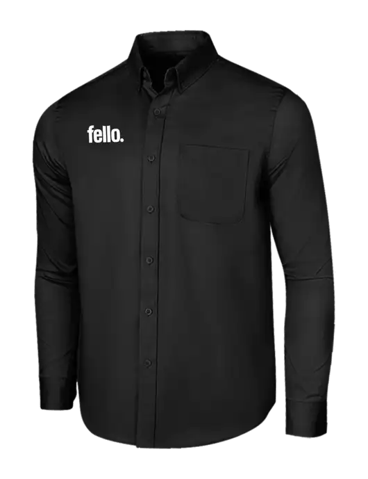 Long Sleeve Deep Black Superpro React Twill Shirt w/Fello. Logo