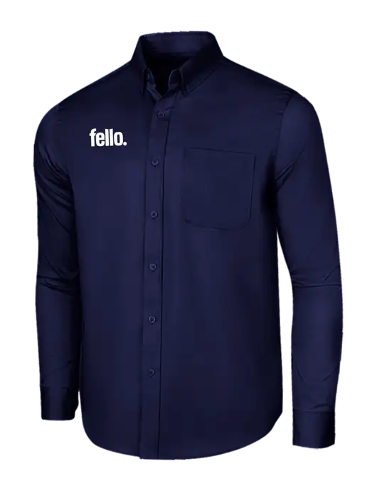 Long Sleeve Navy Superpro React Twill Shirt w/Fello. Logo