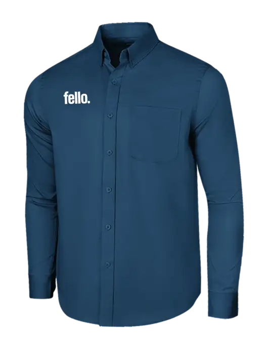 Long Sleeve Light Navy Superpro React Twill Shirt w/Fello. Logo