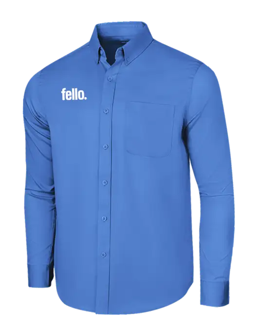 Long Sleeve Dark Carolina Blue Superpro React Twill Shirt w/Fello. Logo
