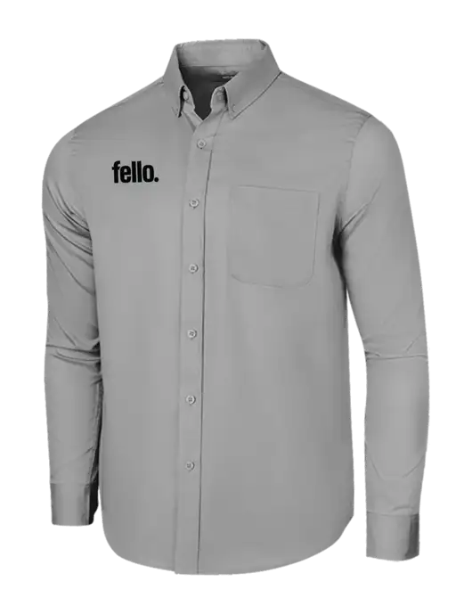 Long Sleeve Light Grey Superpro React Twill Shirt w/Fello. Logo