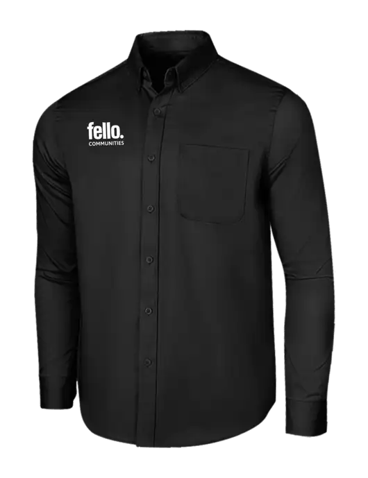Long Sleeve Deep Black Superpro React Twill Shirt w/Fello Communities Logo
