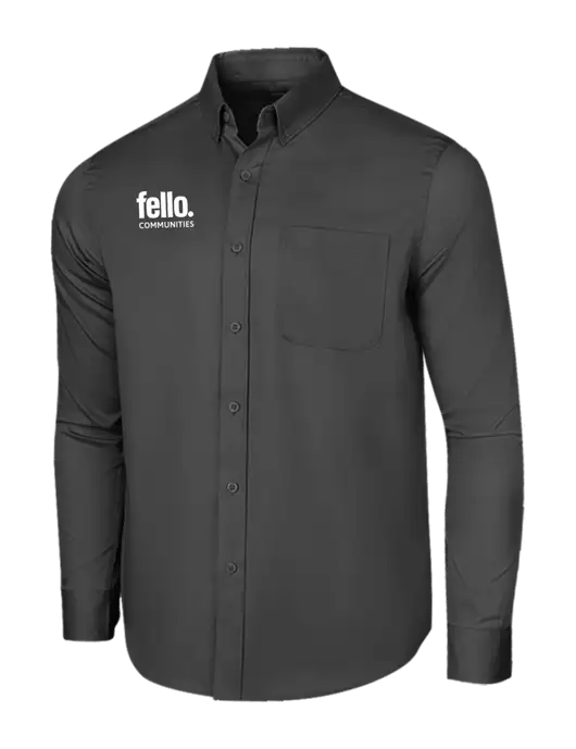 Long Sleeve Dark Grey Superpro React Twill Shirt w/Fello Communities Logo
