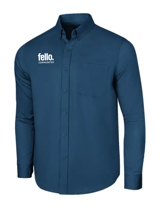 Long Sleeve Light Navy Superpro React Twill Shirt w/Fello Communities Logo