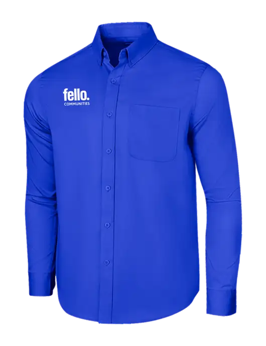 Long Sleeve Dark Royal Superpro React Twill Shirt w/Fello Communities Logo