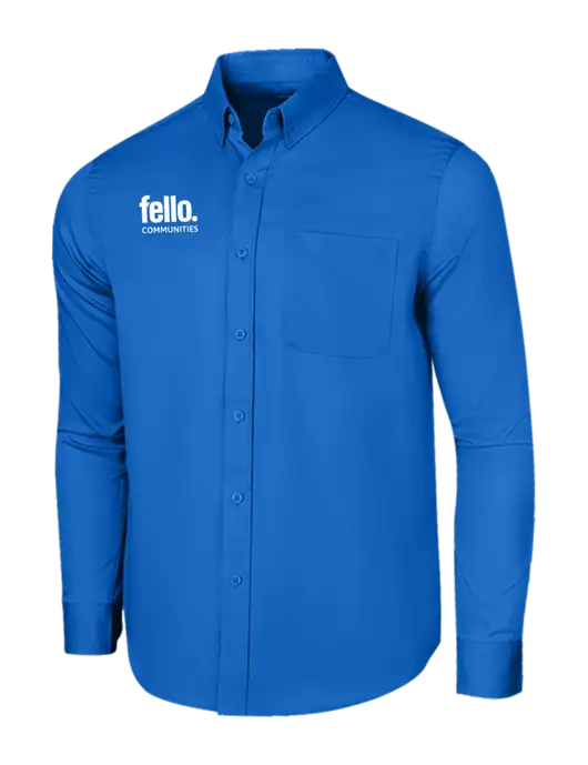 Long Sleeve Royal Blue Superpro React Twill Shirt w/Fello Communities Logo