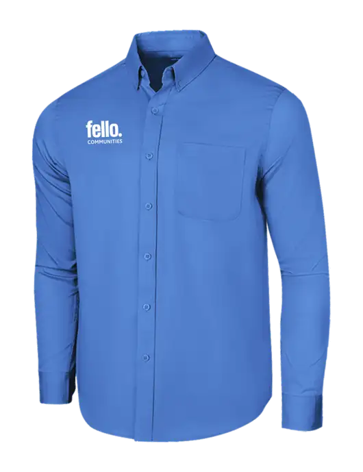 Long Sleeve Dark Carolina Blue Superpro React Twill Shirt w/Fello Communities Logo