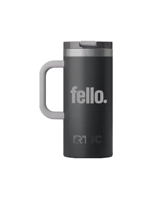 RTIC Road Trip 16 oz Charcoal Travel Mug w/Fello. Logo