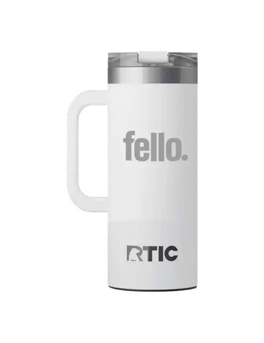 RTIC Road Trip 20 oz White Travel Mug w/Fello. Logo