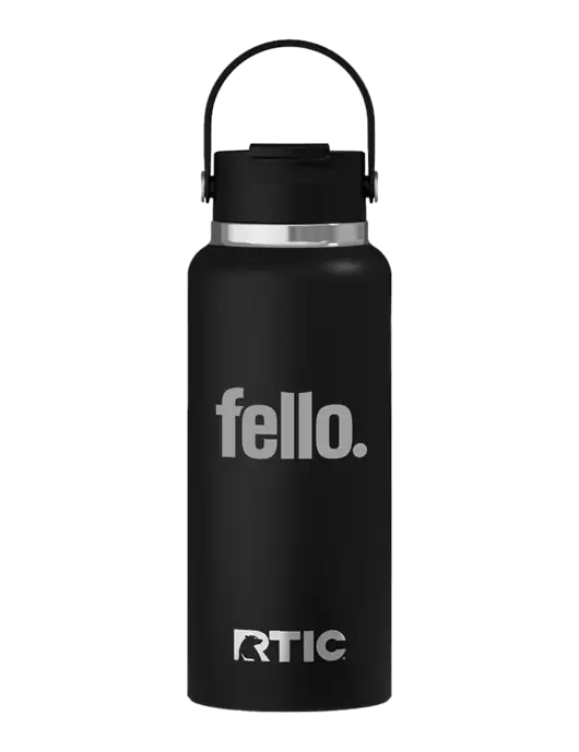 RTIC Outback 32 oz Black Bottle w/Fello. Logo
