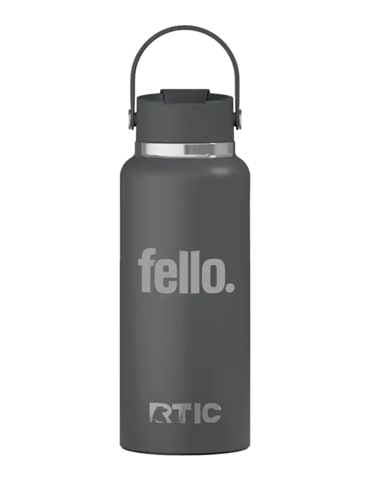 RTIC Outback 32 oz Charcoal Bottle w/Fello. Logo