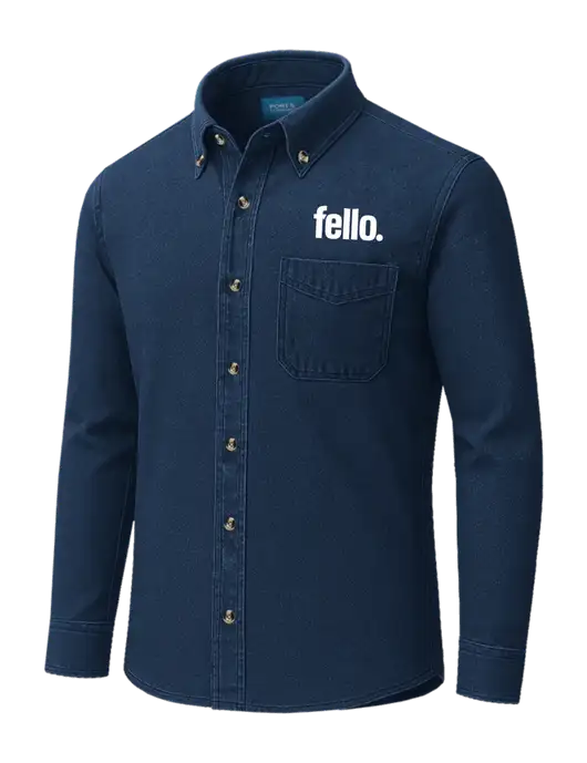 Long Sleeve Navy Denim Shirt
 w/Fello. Logo