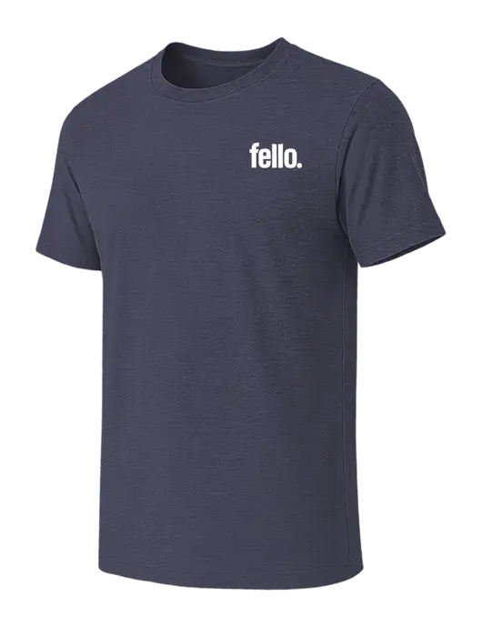 BELLA+CANVAS Heather Navy CVC Short Sleeve Tee w/Fello. Logo
