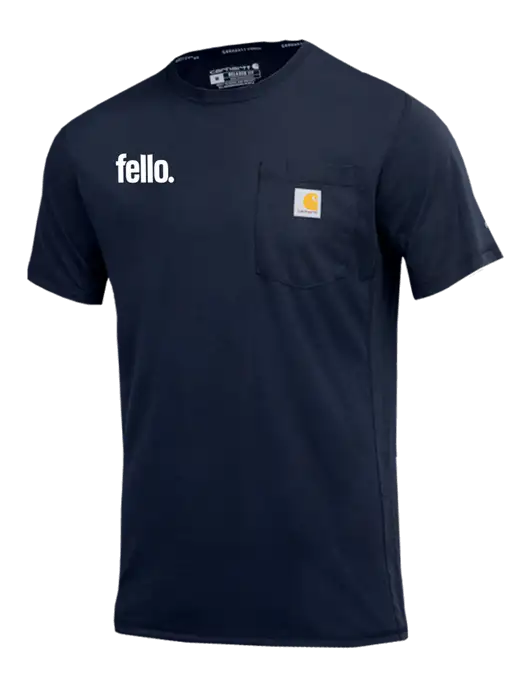 Carhartt Force Navy Short Sleeve Pocket T-Shirt w/Fello. Logo