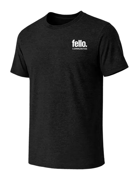 BELLA+CANVAS Black Heather CVC Short Sleeve Tee w/Fello Communities Logo
