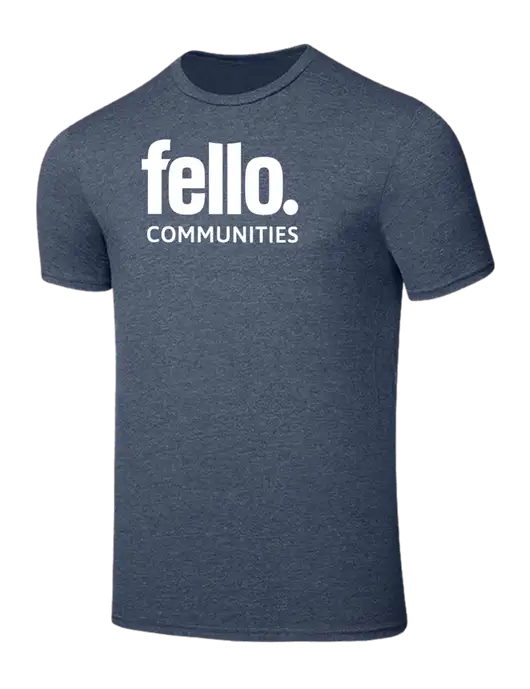 Seriously Soft Heathered Navy T-Shirt w/Fello Communities Logo