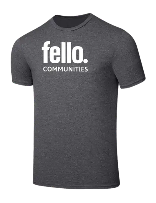 Seriously Soft Heathered Charcoal T-Shirt w/Fello Communities Logo