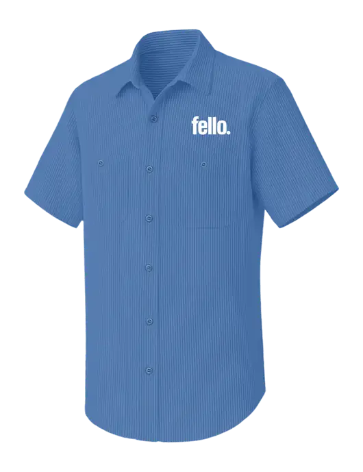 Red Kap Short Sleeve Striped Light Royal Blue/Light Navy Industrial Work Shirt w/Fello. Logo