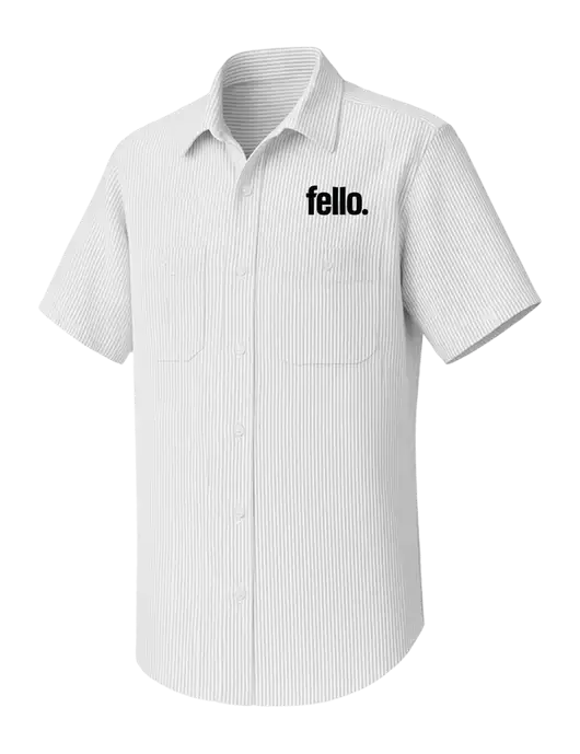 Red Kap Short Sleeve Striped Grey/White Industrial Work Shirt w/Fello. Logo