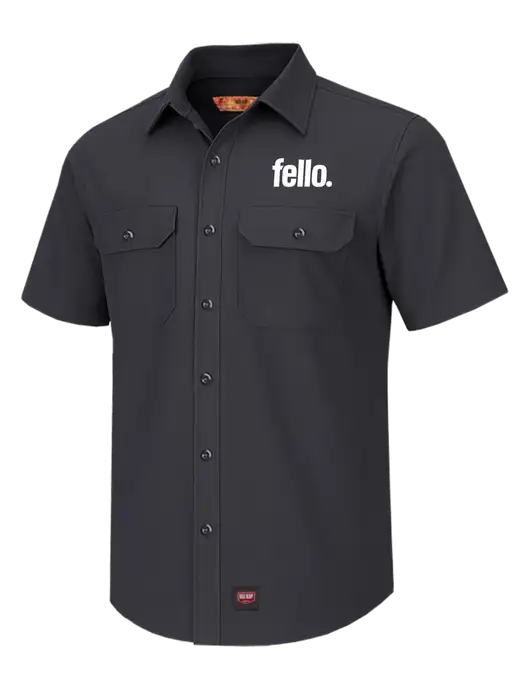 Red Kap Charcoal Short Sleeve Solid Ripstop Shirt w/Fello. Logo