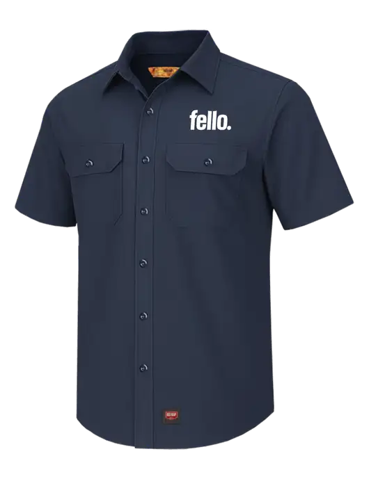 Red Kap Navy Short Sleeve Solid Ripstop Shirt w/Fello. Logo