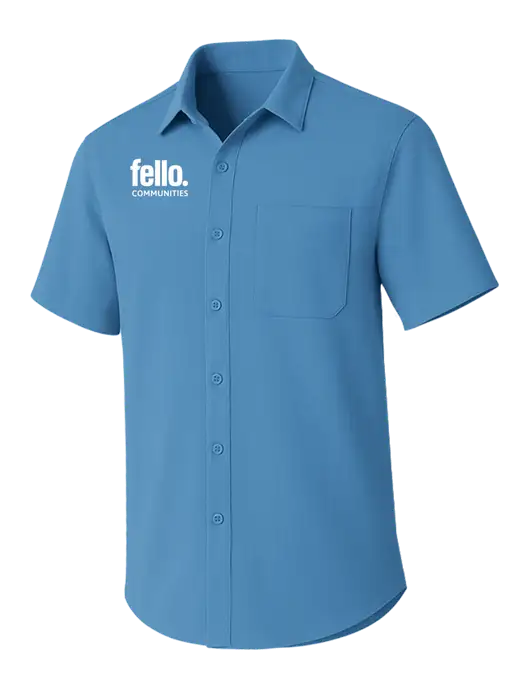 Carolina Blue Short Sleeve UV Dockside Shirt w/Fello Communities Logo