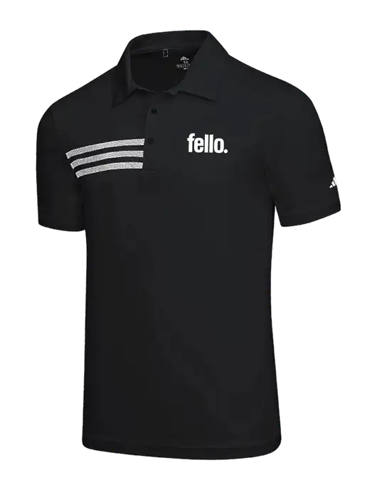 Adidas Black 3 Stripes Chest Polo w/Fello. Logo