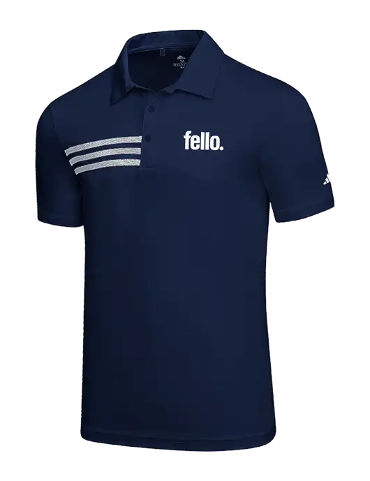 Adidas Navy 3 Stripes Chest Polo w/Fello. Logo