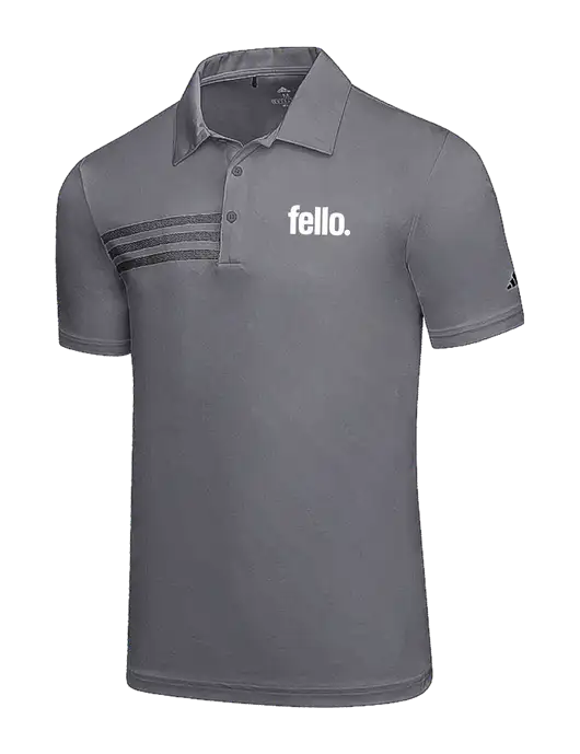 Adidas Medium Grey 3 Stripes Chest Polo w/Fello. Logo