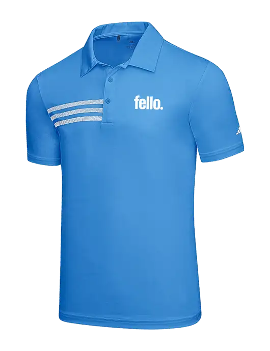 Adidas Carolina Blue 3 Stripes Chest Polo w/Fello. Logo