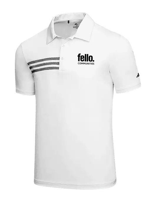 Adidas White 3 Stripes Chest Polo w/Fello Communities Logo