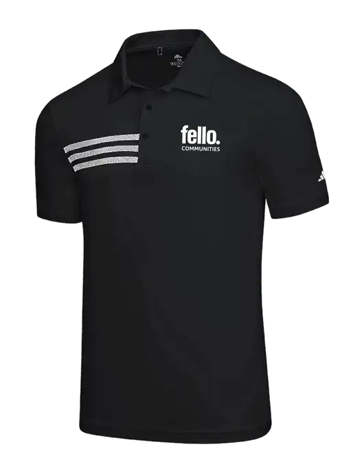 Adidas Black 3 Stripes Chest Polo w/Fello Communities Logo