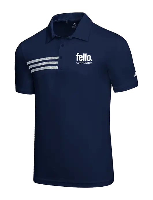 Adidas Navy 3 Stripes Chest Polo w/Fello Communities Logo