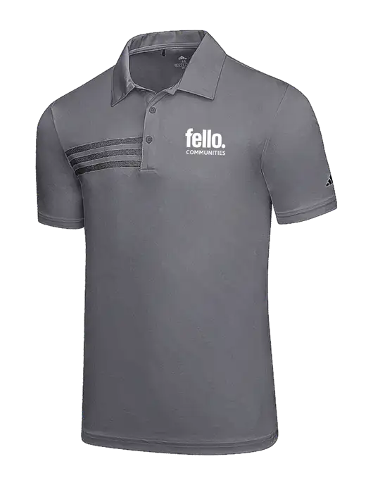 Adidas Medium Grey 3 Stripes Chest Polo w/Fello Communities Logo
