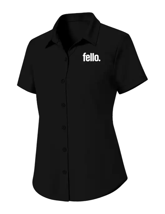 Womens Black Short Sleeve UV Dockside Shirt w/Fello. Logo