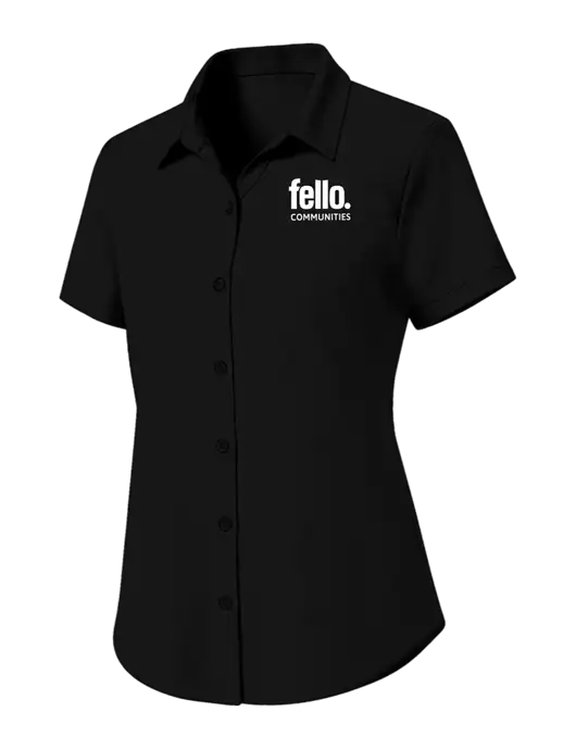 Womens Black Short Sleeve UV Dockside Shirt w/Fello Communities Logo
