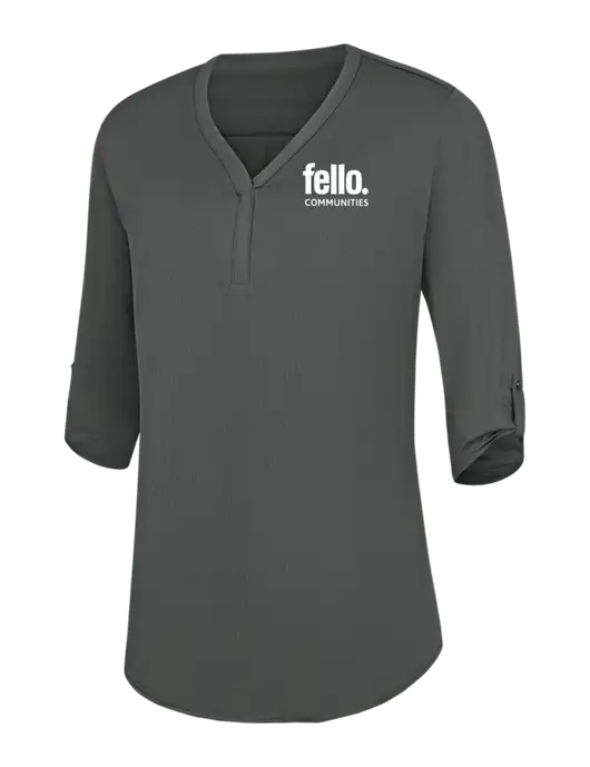 Womens Dark Grey City Stretch 3/4-Sleeve Tunic w/Fello Communities Logo