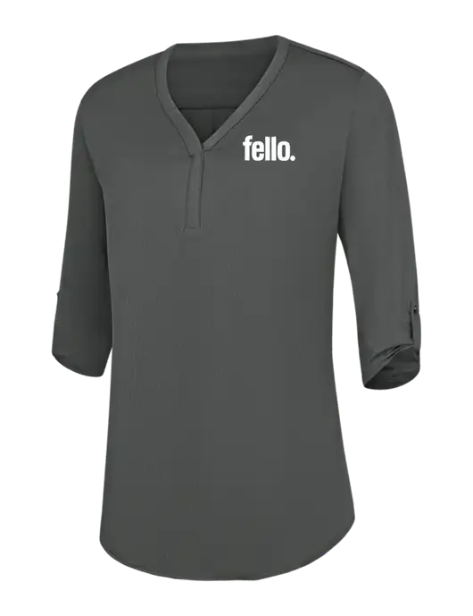 Womens Dark Grey City Stretch 3/4-Sleeve Tunic w/Fello. Logo