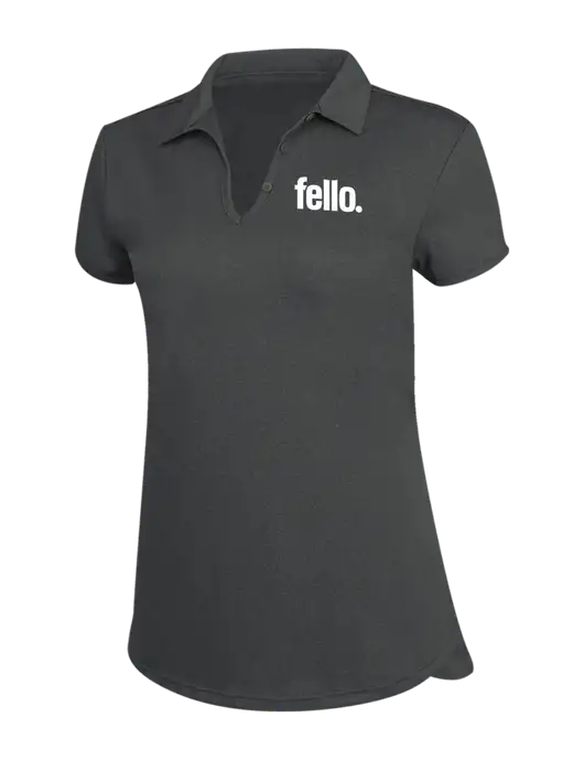 Womens Charcoal Trace Heather Polo w/Fello. Logo