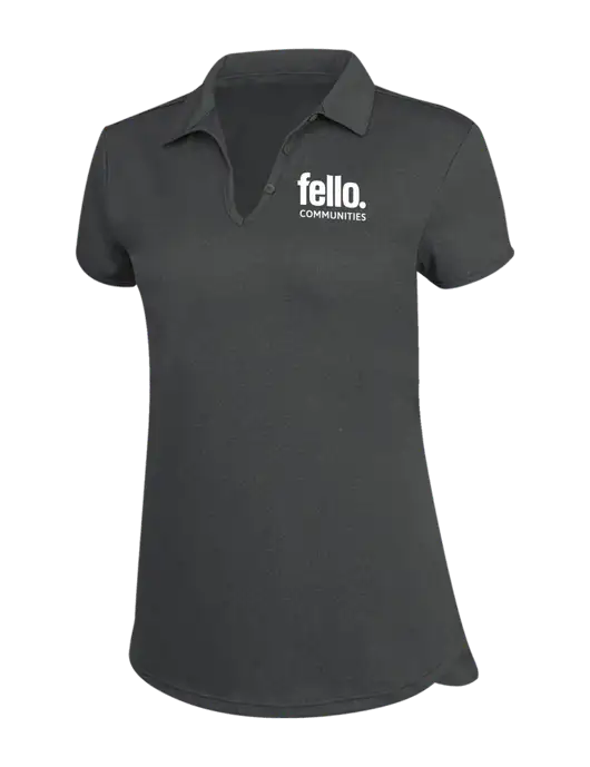 Womens Charcoal Trace Heather Polo w/Fello Communities Logo