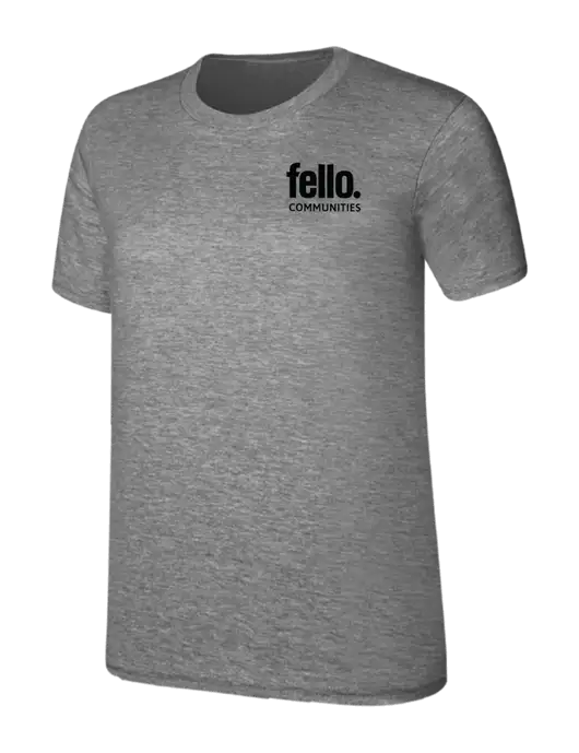 Womens Ring Spun Light Grey Heather 4.5 oz T-Shirt w/Fello Communities Logo