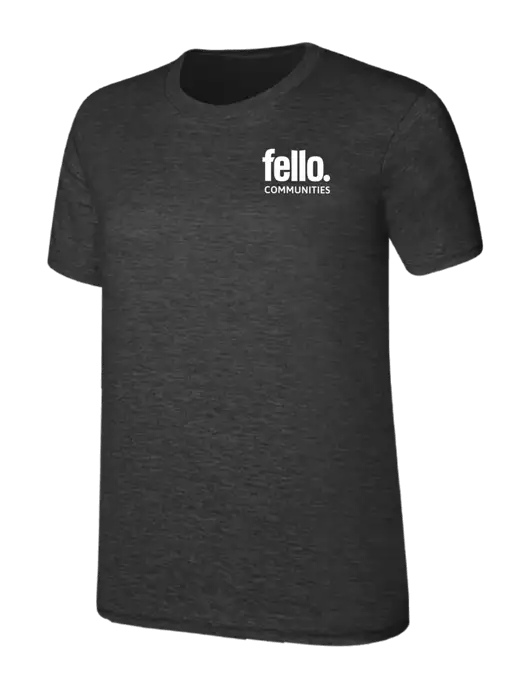 Womens Ring Spun Dark Heather Grey 4.5 oz T-Shirt w/Fello Communities Logo