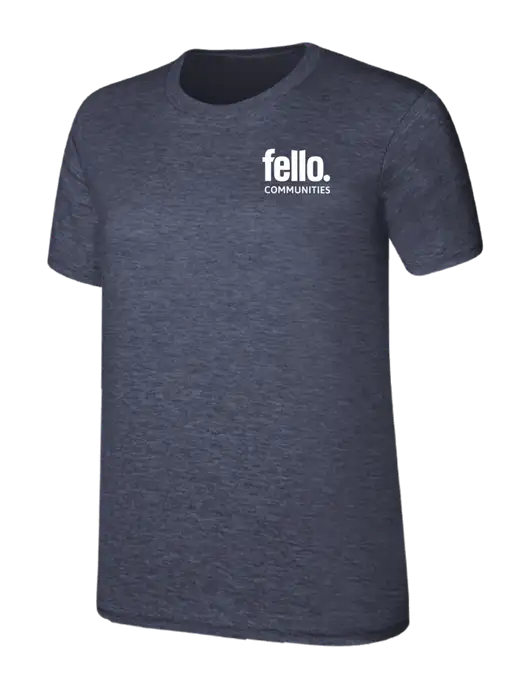 Womens Ring Spun Heather Navy 4.5 oz T-Shirt w/Fello Communities Logo