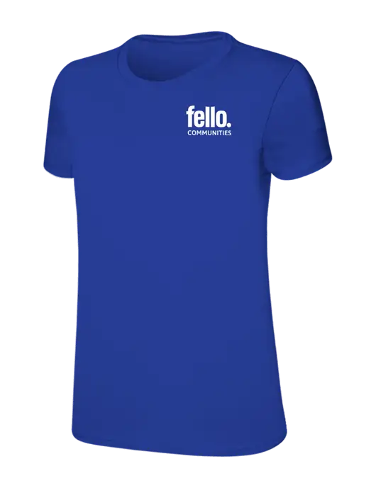 Womens Ring Spun Royal 4.5 oz T-Shirt w/Fello Communities Logo
