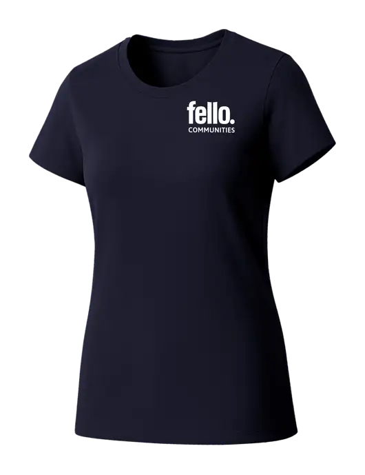 Womens Seriously Soft New Navy T-Shirt w/Fello Communities Logo