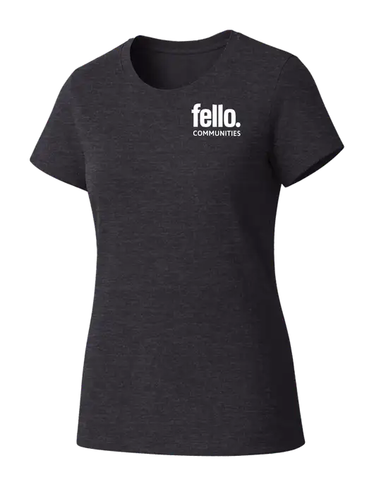 Womens Seriously Soft Heathered Charcoal T-Shirt w/Fello Communities Logo