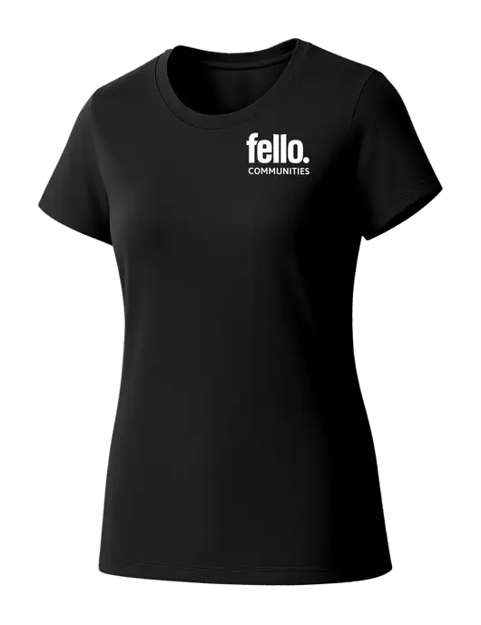 Womens Seriously Soft Black T-Shirt w/Fello Communities Logo